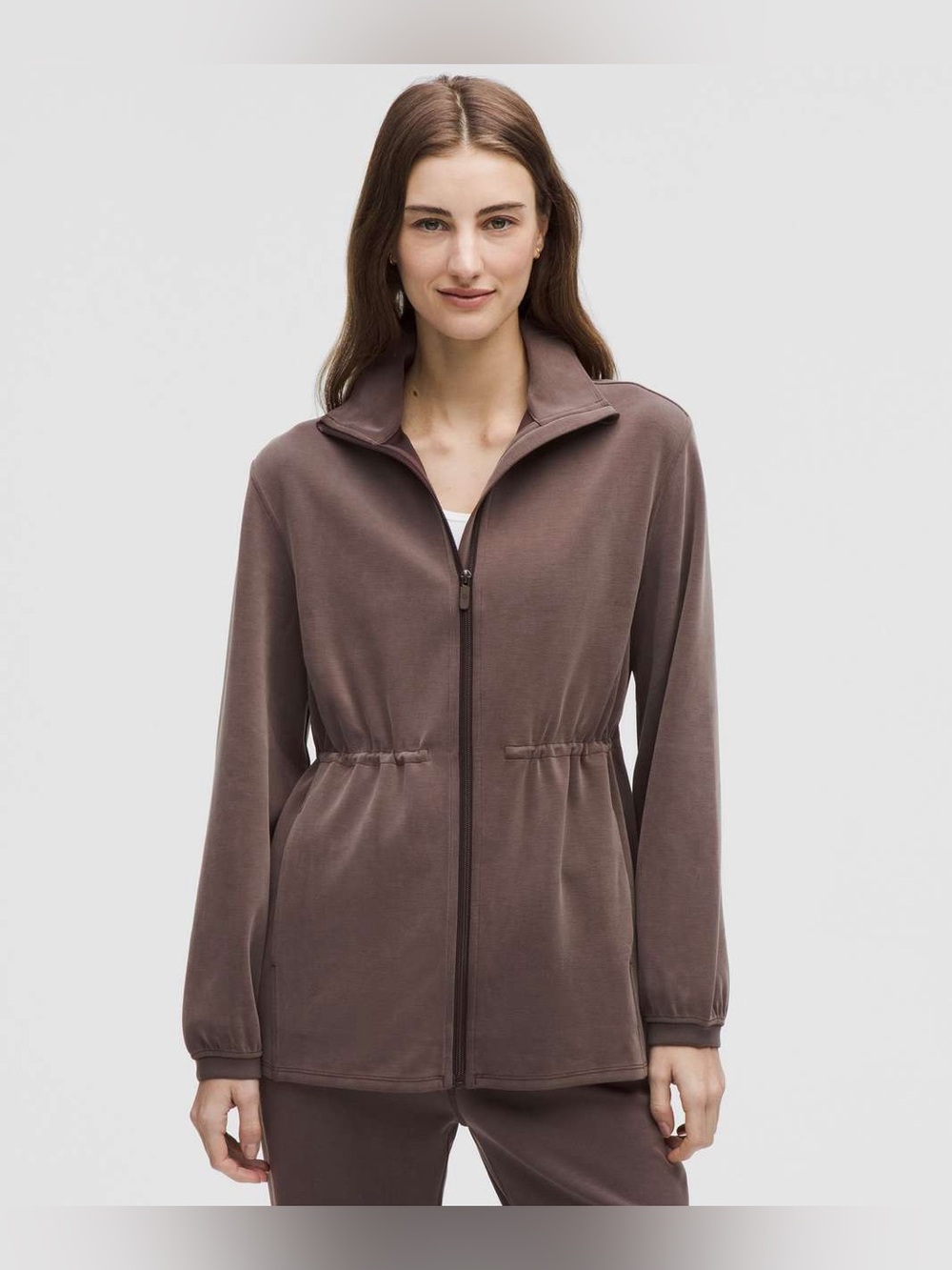 Lululemon Softstreme Cinch Waist Full Zip Jacket size S Espresso ESPR